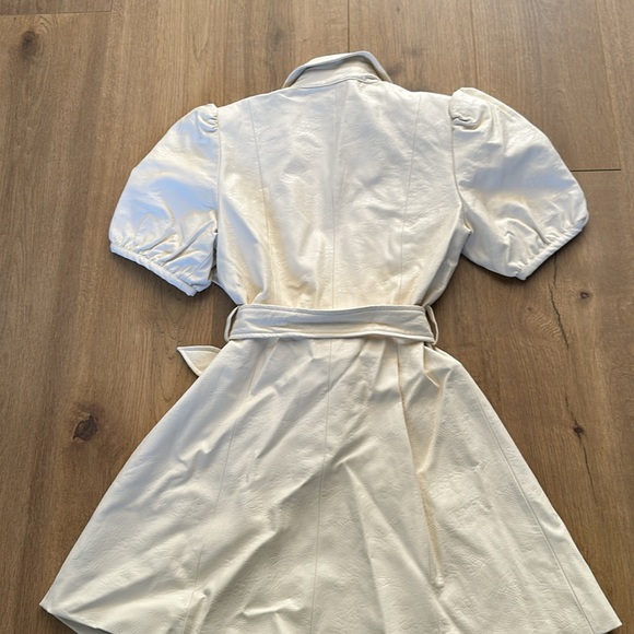 Moon River cream leather mini dress